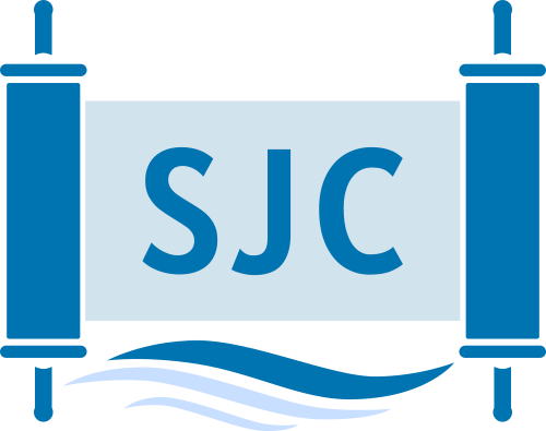 Blue scroll with SJC initials