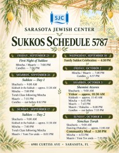 Sukkos Schedule 5787